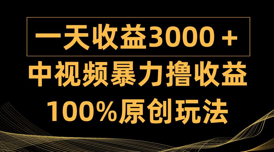 (9696期)中视频暴力撸收益，日入3000＋，100%原创玩法，小白轻松上手多种变现方式-网创资源