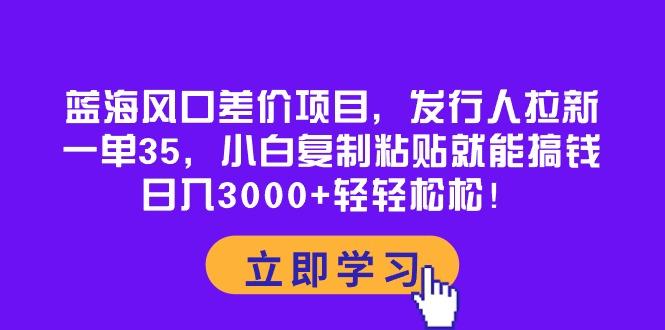 蓝海风口差价项目，发行人拉新，一单35，小白复制粘贴就能搞钱！日入30…-网创资源
