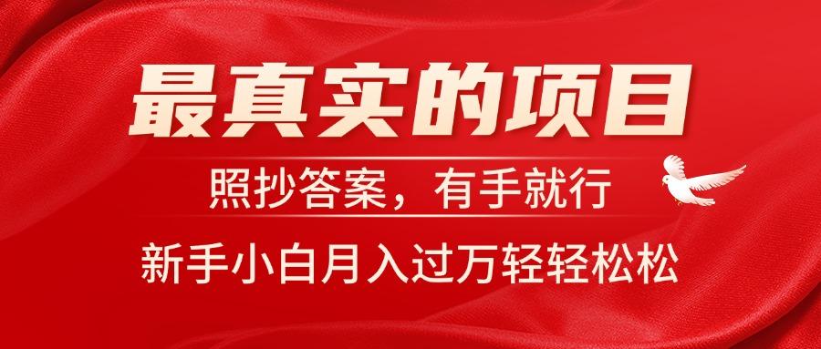最真实的项目，照抄答案，有手就行，新手小白月入过万轻轻松松-网创资源