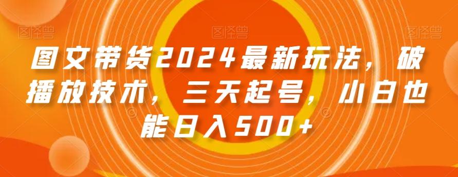 图文带货2024最新玩法，破播放技术，三天起号，小白也能日入500+【揭秘】-网创资源