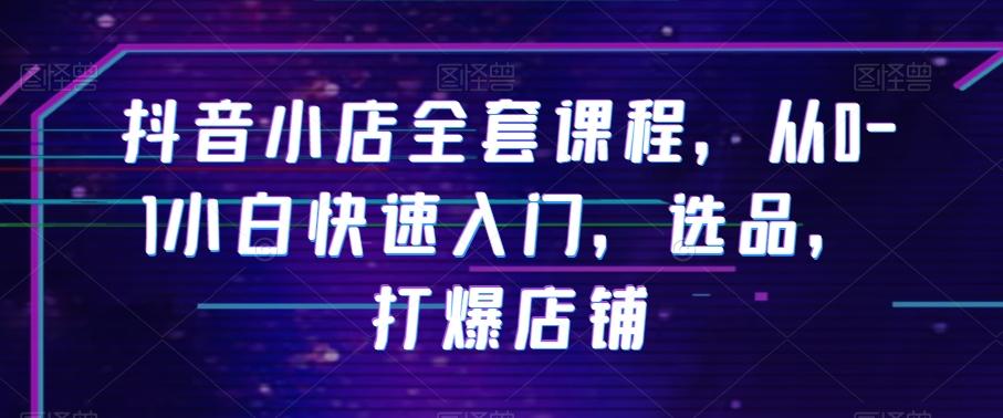 抖音小店全套课程，从0-1小白快速入门，选品，打爆店铺-网创资源