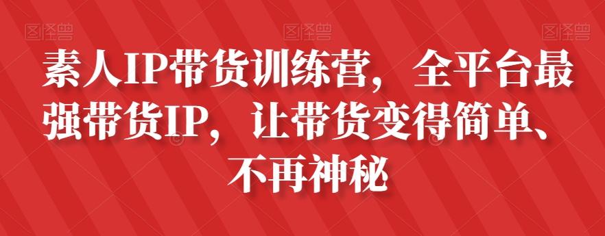 素人IP带货训练营，全平台最强带货IP，让带货变得简单、不再神秘-网创资源