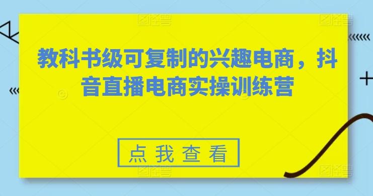 教科书级可复制的兴趣电商，抖音直播电商实操训练营-网创资源