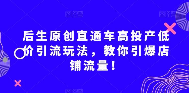 后生原创直通车高投产低价引流玩法，教你引爆店铺流量！-网创资源