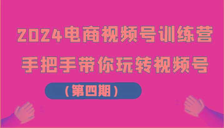 2024电商视频号训练营(第四期)手把手带你玩转视频号-网创资源