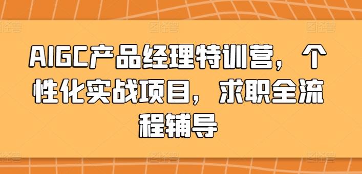 AIGC产品经理特训营，个性化实战项目，求职全流程辅导-网创资源