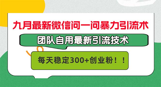 九月最新微信问一问暴力引流术，团队自用引流术，每天稳定300+创…-网创资源