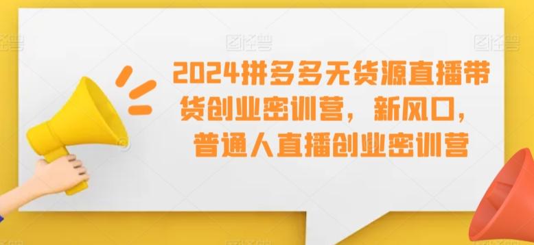 2024拼多多无货源直播带货创业密训营，新风口，普通人直播创业密训营-网创资源