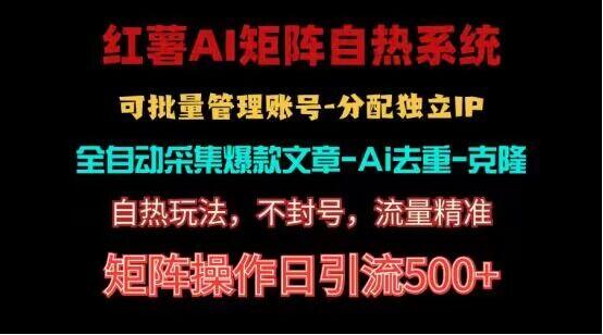 红薯矩阵自热系统，独家不死号引流玩法！矩阵操作日引流500+-网创资源