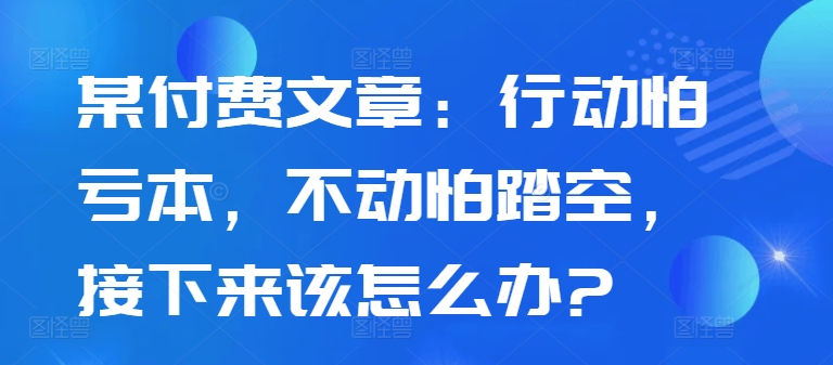 某付费文章：行动怕亏本，不动怕踏空，接下来该怎么办?-网创资源