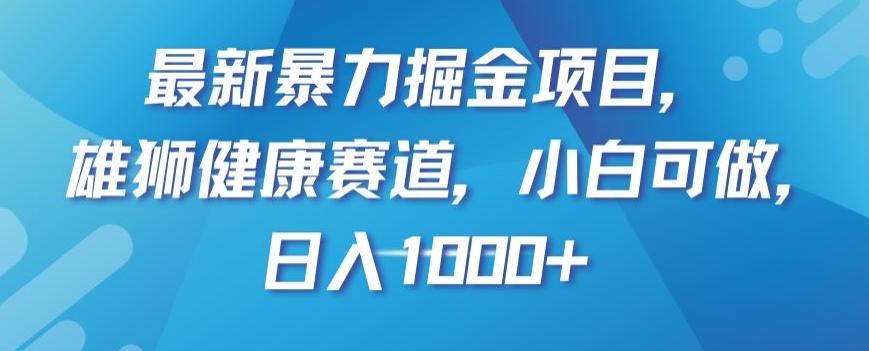 最新暴力掘金项目，雄狮健康赛道，小白可做，日入1000+【揭秘】-网创资源
