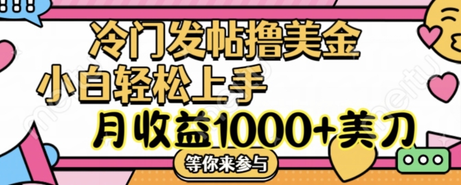冷门发帖撸美金项目，月收益1000+美金，简单无脑，干就完了【揭秘】-网创资源