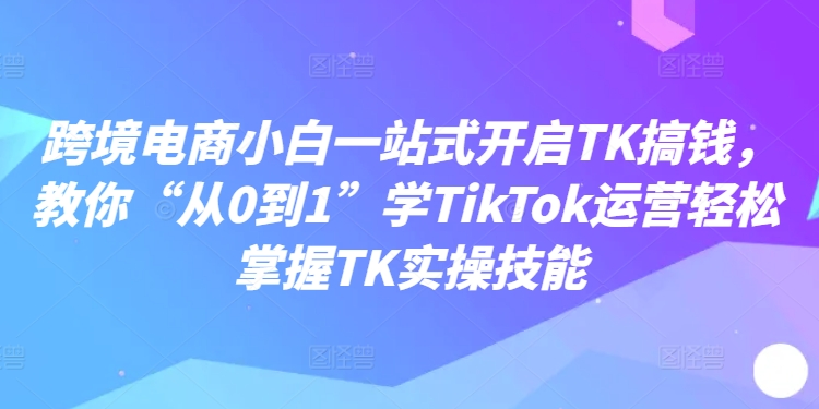 跨境电商小白一站式开启TK搞钱，教你“从0到1”学TikTok运营轻松掌握TK实操技能-网创资源