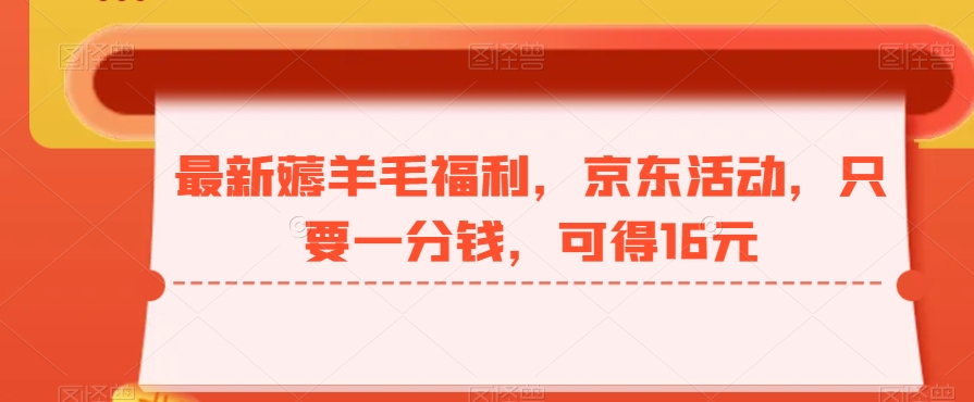 最新薅羊毛福利，京东活动，只要一分钱，可得16元-网创资源