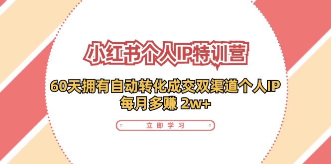 小红书个人IP陪跑营：两个月打造自动转化成交的多渠道个人IP，每月收入2w+(30节)-网创资源