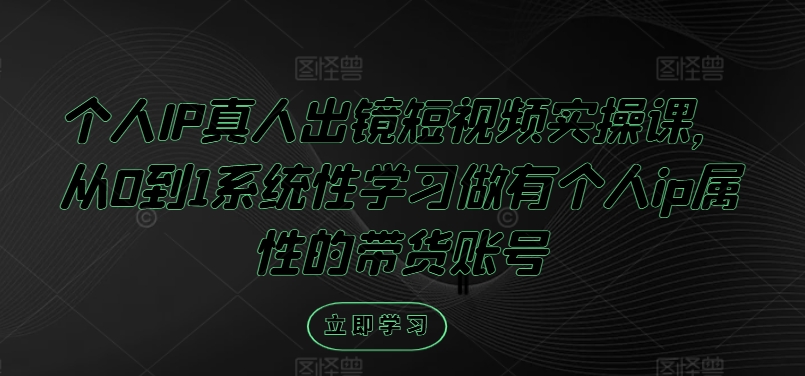 个人IP真人出镜短视频实操课，从0到1系统性学习做有个人ip属性的带货账号-网创资源