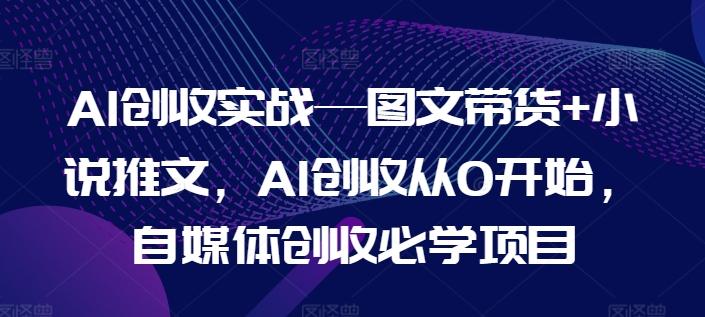 AI创收实战—图文带货+小说推文，AI创收从0开始，自媒体创收必学项目-网创资源