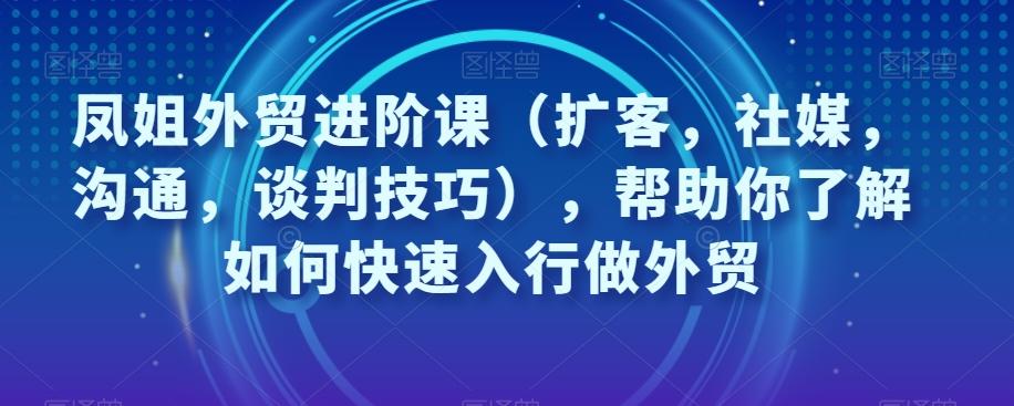 凤姐外贸进阶课（扩客，社媒，沟通，谈判技巧），帮助你了解如何快速入行做外贸-网创资源