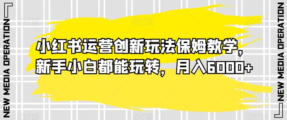 小红书运营创新玩法保姆教学，新手小白都能玩转，月入6000+【揭秘】-网创资源