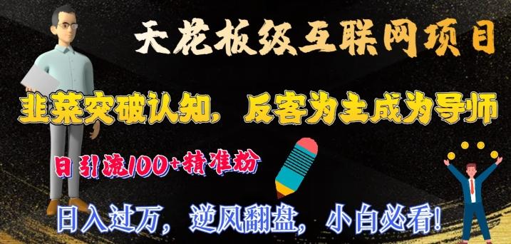 天花板级互联网项目，韭菜突破认知，反客为主成为导师，日引流100+精准粉-网创资源