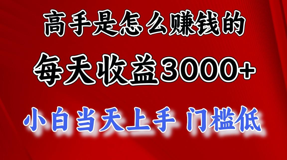 高手是怎么赚钱的，一天收益3000+ 这是穷人逆风翻盘的一个项目，非常稳…-网创资源