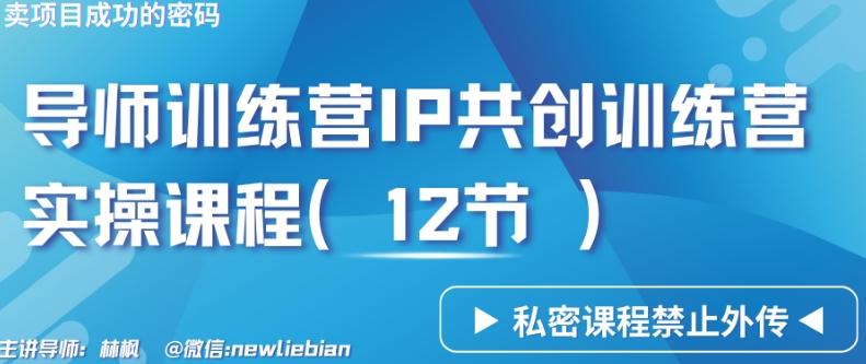 导师训练营3.0IP共创训练营私密实操课程(12节)-卖项目的密码成功秘诀【揭秘】-网创资源
