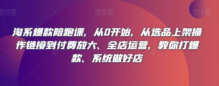 淘系爆款陪跑课，从0开始，从选品上架操作链接到付费放大、全店运营，教你打爆款、系统做好店-网创资源