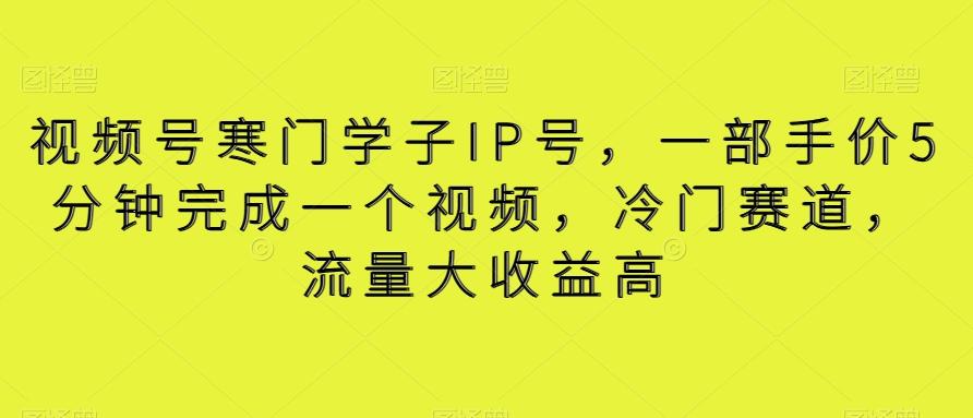 视频号寒门学子IP号，一部手价5分钟完成一个视频，冷门赛道，流量大收益高【揭秘】-网创资源