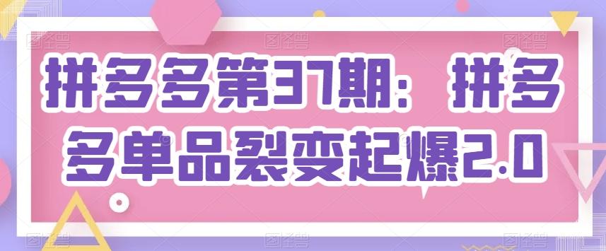 拼多多第37期：拼多多单品裂变起爆2.0-网创资源