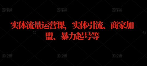 实体流量运营课，实体引流、商家加盟、暴力起号等-网创资源