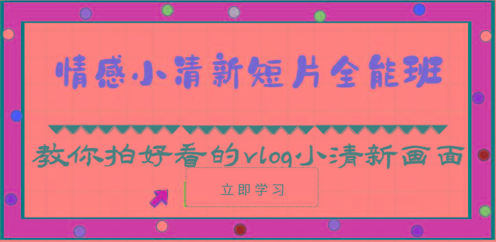 情感小清新短片全能班-教你拍好看的vlog小清新画面(30节课)-网创资源