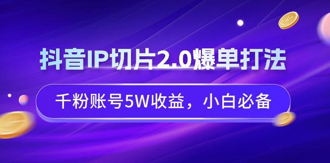 抖音IP切片2.0爆单打法，千粉账号5W收益，小白必备-网创资源