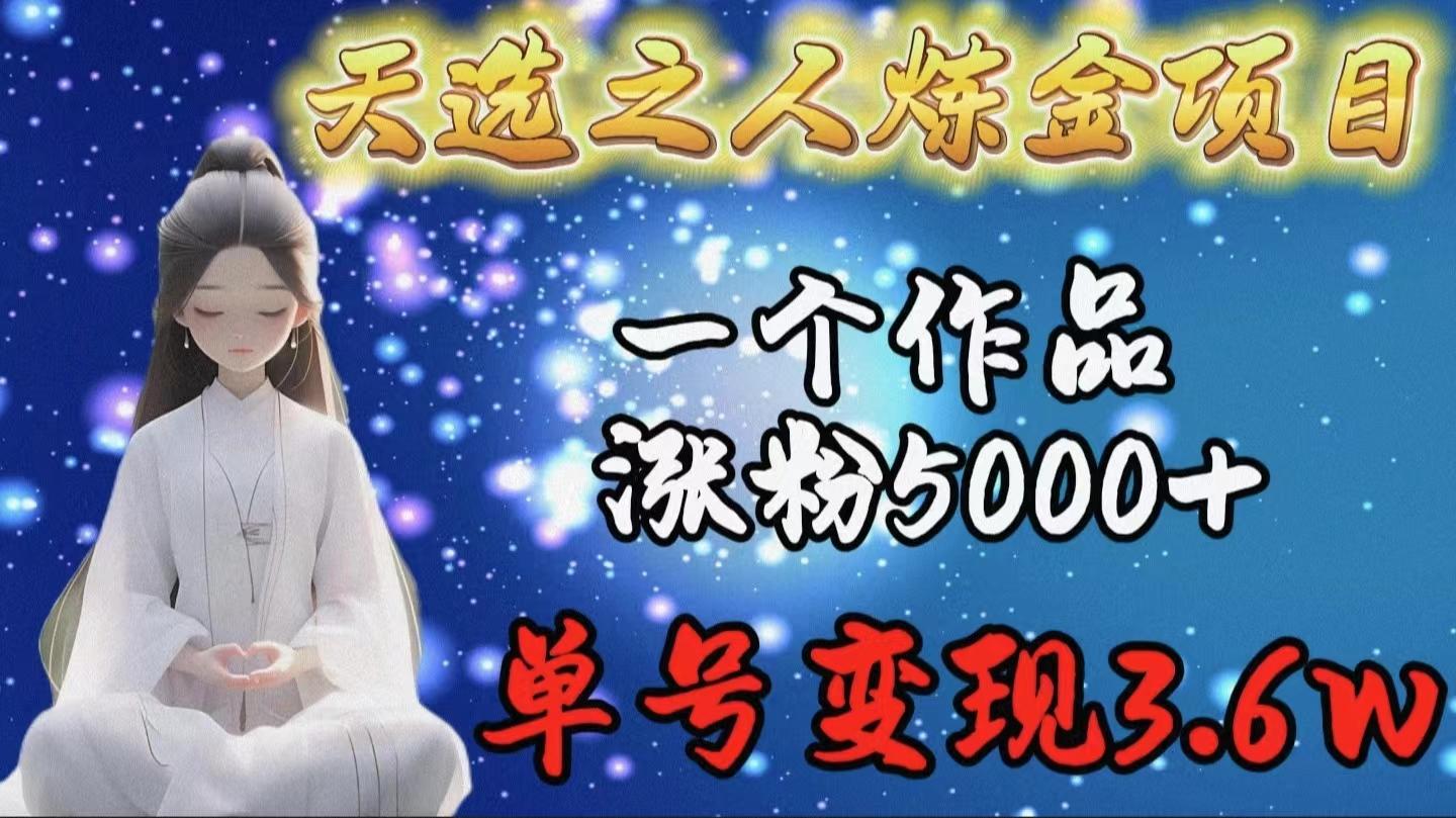 (9693期)天选之人炼金项目，一个作品涨粉5000+，单号变现3.6w-网创资源