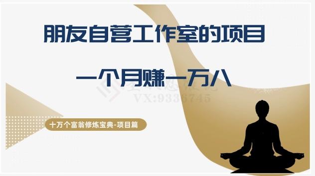 十万个富翁修炼宝典之16.朋友自营工作室的项目，一个月赚一万八-网创资源