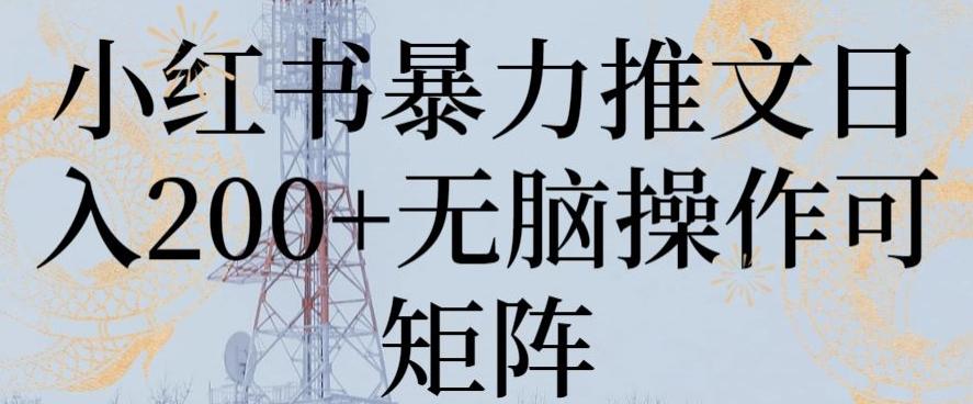 小红书暴力推文日入200+无脑操作可矩阵【揭秘】-网创资源