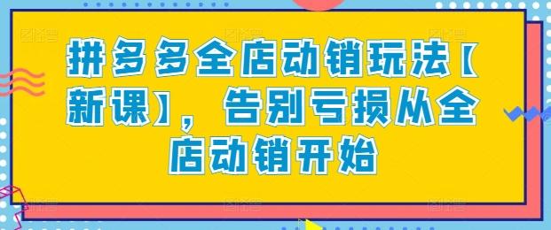 拼多多全店动销玩法【新课】，告别亏损从全店动销开始-网创资源