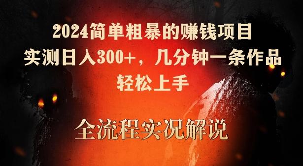2024简单粗暴的赚钱项目，实测日入300+，几分钟一条作品，轻松上手【揭秘】-网创资源