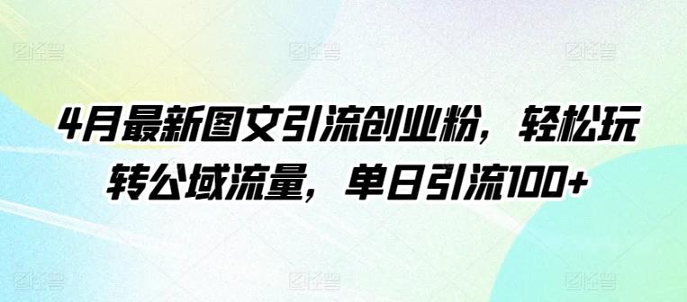 4月最新图文引流创业粉，轻松玩转公域流量，单日引流100+【揭秘】-网创资源
