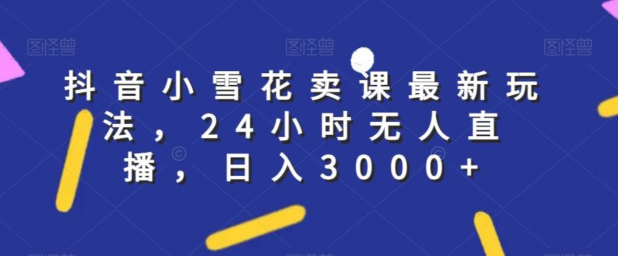 抖音小雪花卖课最新玩法，24小时无人直播，日入3000+【揭秘】-网创资源