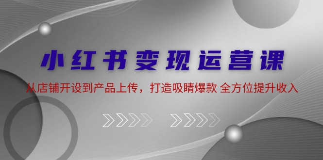 小红书变现运营课：从店铺开设到产品上传，打造吸睛爆款 全方位提升收入-网创资源