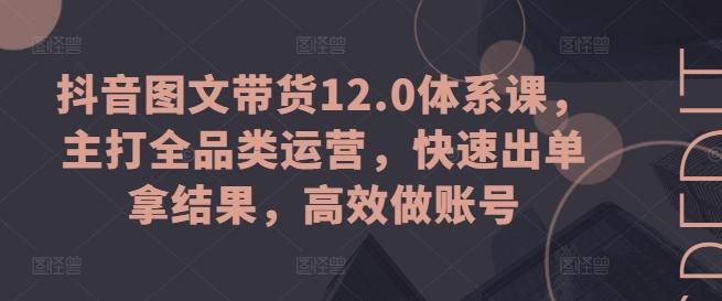 抖音图文带货12.0体系课，主打全品类运营，快速出单拿结果，高效做账号-网创资源