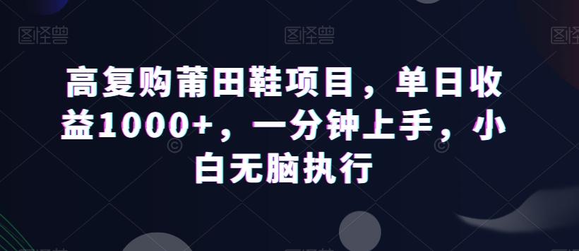 高复购莆田鞋项目，单日收益1000+，一分钟上手，小白无脑执行-网创资源