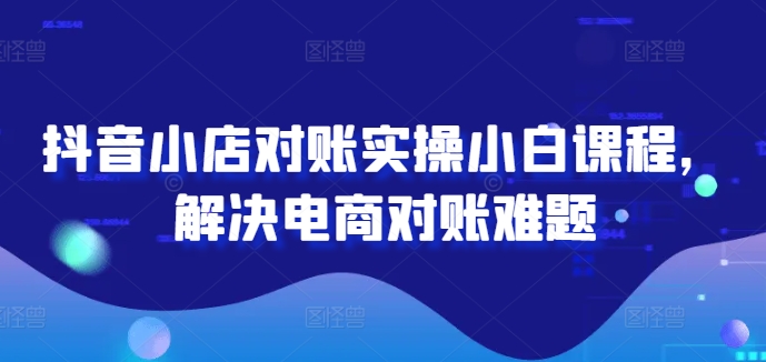 抖音小店对账实操小白课程，解决电商对账难题-网创资源