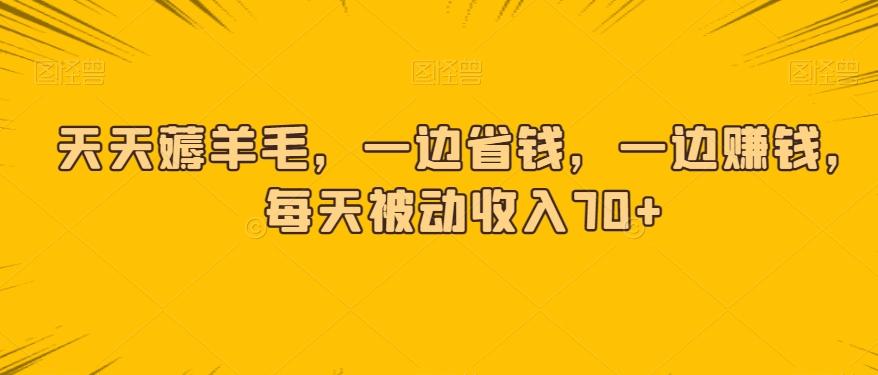 天天薅羊毛，一边省钱，一边赚钱，每天被动收入70+-网创资源