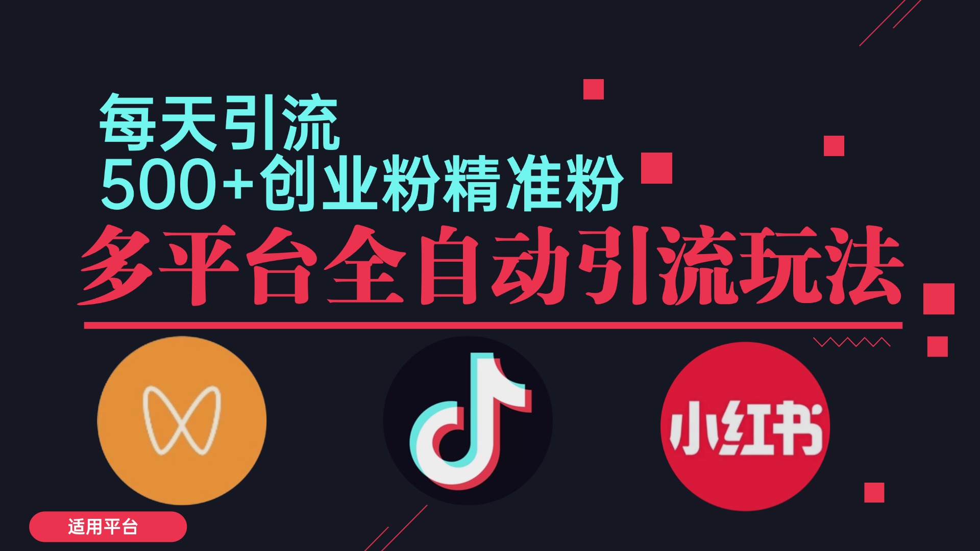 小红书抖音视频号截流自热全平台引流打法，全自动引流【日引2000+精准…-网创资源