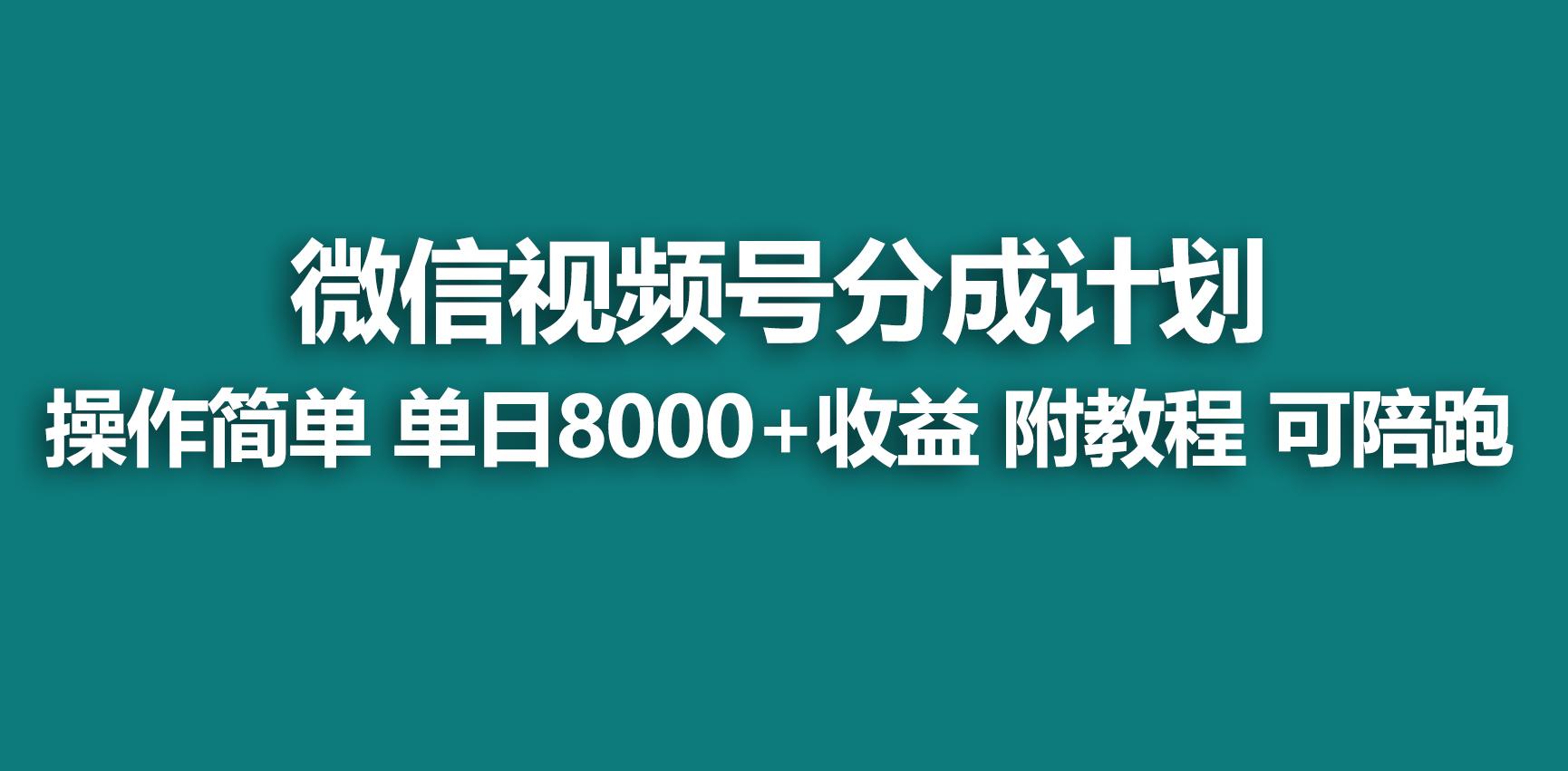 【蓝海项目】视频号分成计划，快速开通收益，单天爆单8000+，送玩法教程-网创资源