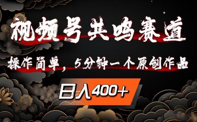 视频号共鸣赛道，操作简单，5分钟1个原创作品，日入几张【揭秘】-网创资源