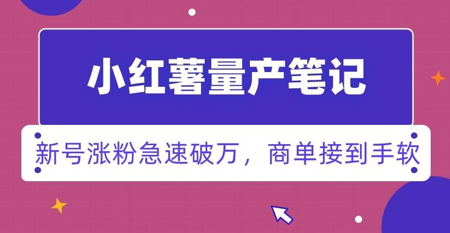 小红书量产笔记，一分种一条笔记，新号涨粉急速破万，新黑马赛道，商单接到手软【揭秘】-网创资源