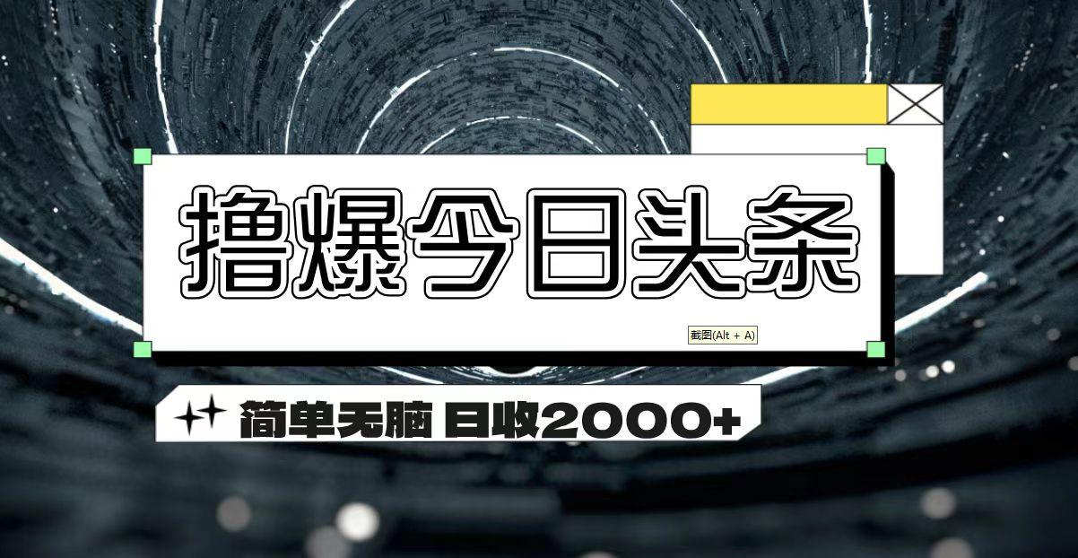 撸爆今日头条 简单无脑操作 日收2000+-网创资源