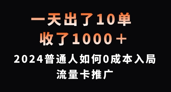 一天出了10单，收了1000+，2024普通人如何0成本入局流量卡推广【揭秘】-网创资源